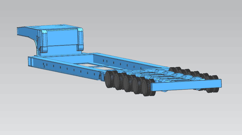 3D model of multi axle low bed trailer