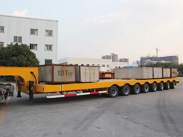 8-axles-extendable-lowboy-trailer-in-loading-test